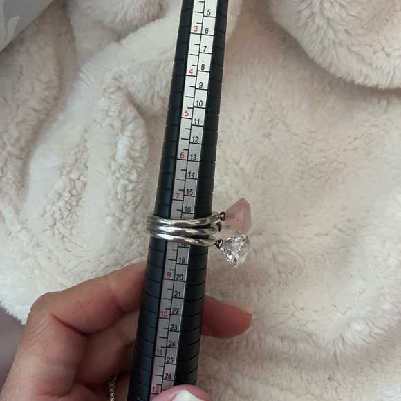 Emporio Armani Pink and Clear Stone Ring - Picture 2 of 4